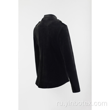 Черный комбинированный пиджак с пуговицей